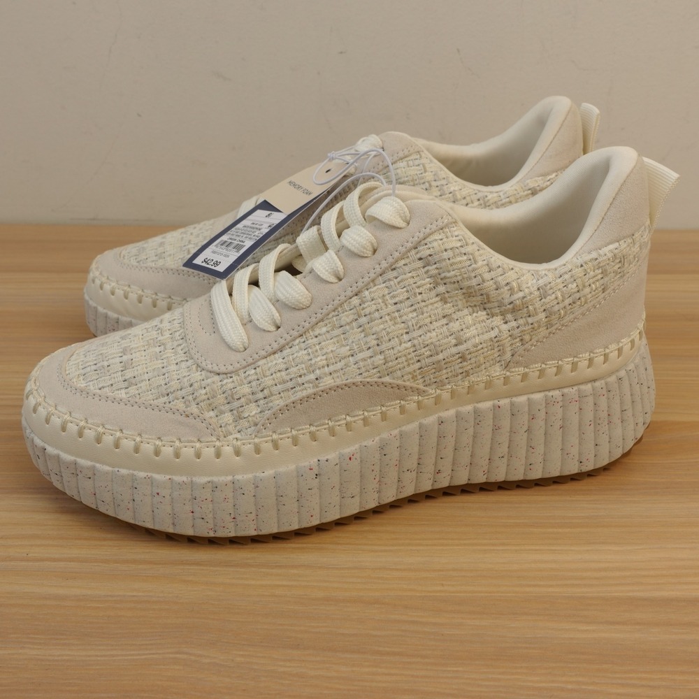 Chunky Platform Sneakers Womens 8.5 Cream Boho UNIVERSAL THREAD Memory Foam NEW - Picture 2 of 11